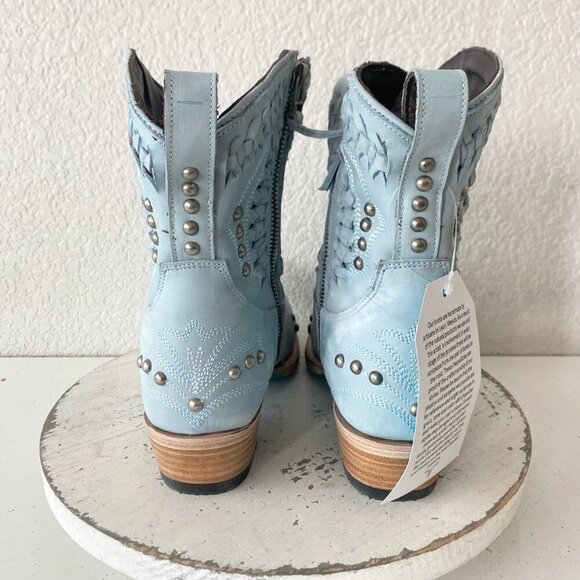 Lane COSSETTE Womens Cowboy Booties 8 Blue Cowgirl Western Boots Short Ankle - Picture 3 of 11